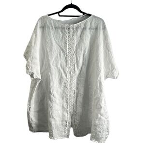 TERZO Mlillennio white short sleeve linen top size 2x Lagan look breathable